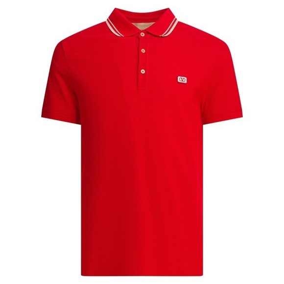 Valentino Red Polo Shirt With Striped Accents - NWT - Picture 1 of 4